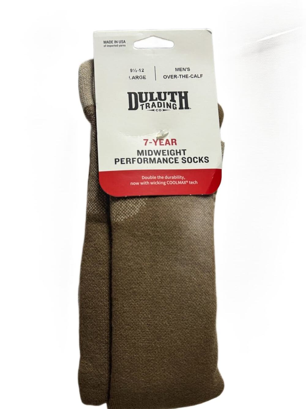 Duluth Trading 7-Year Midweight Performance Over-the-Calf Socks Men's L 9.5-12 K